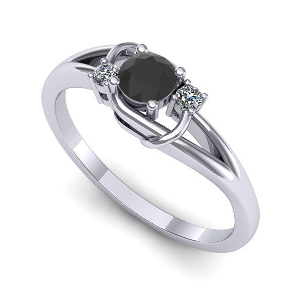 Inel de logodna din aur alb cu diamant negru