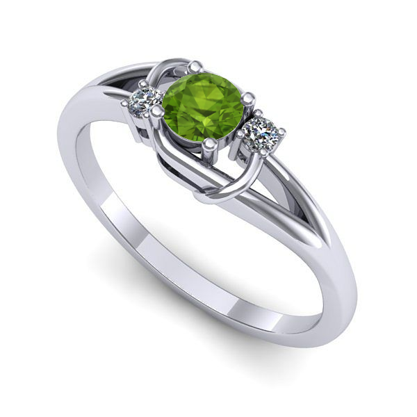 Inel de logodna din aur alb cu peridot