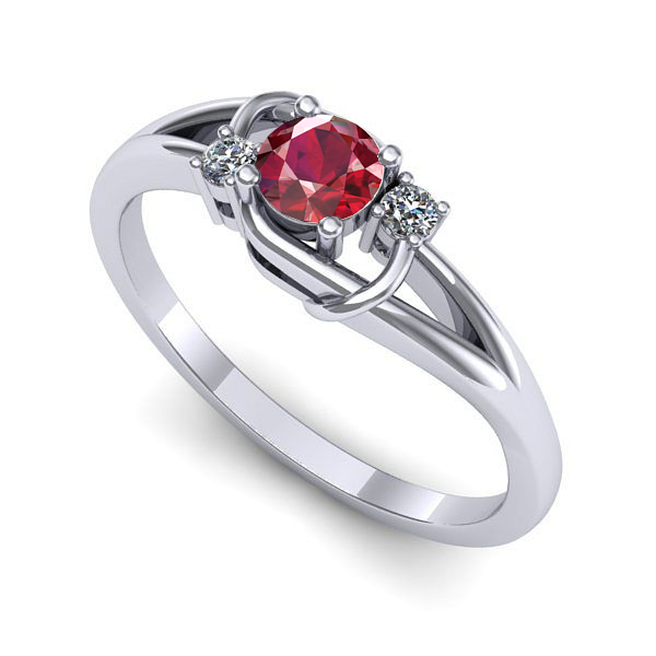 Inel logodna din aur alb cu rubin