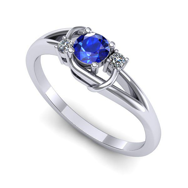 Inel din aur alb cu safir