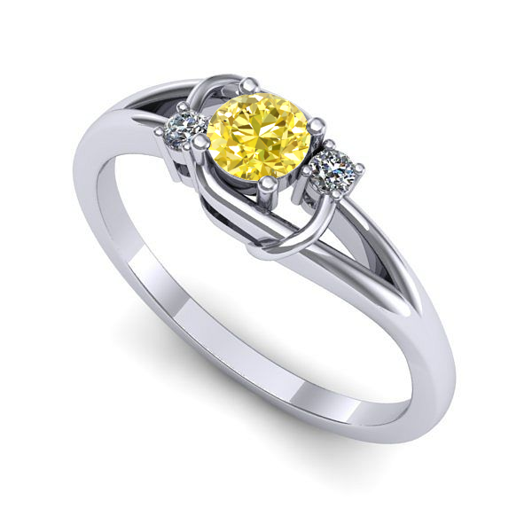 Inel de logodna din aur alb cu safir galben