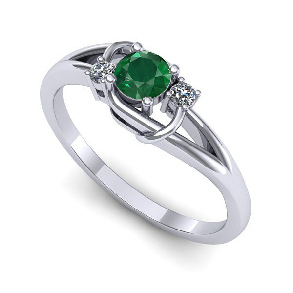 Inel din aur alb cu smarald