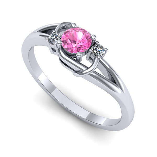 Inel din aur alb cu safir roz