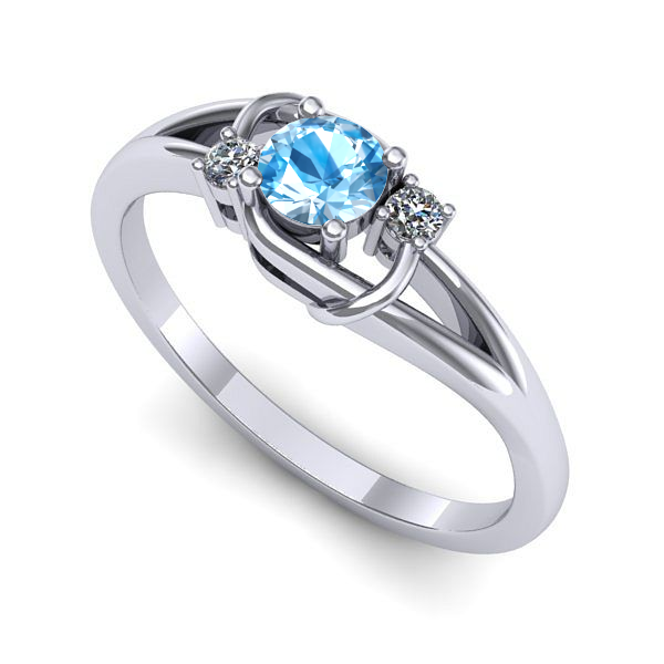 Inel de logodna din aur alb cu topaz blue