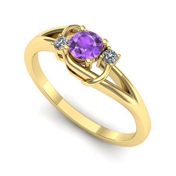 Inel din aur galben cu ametist