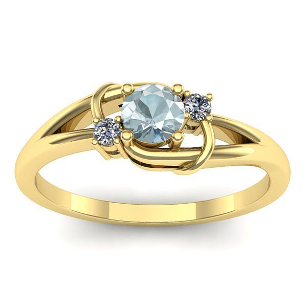 Inel de logodna cu aquamarin rotund