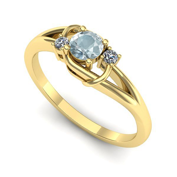Inel de logodna din aur galben cu aquamarin
