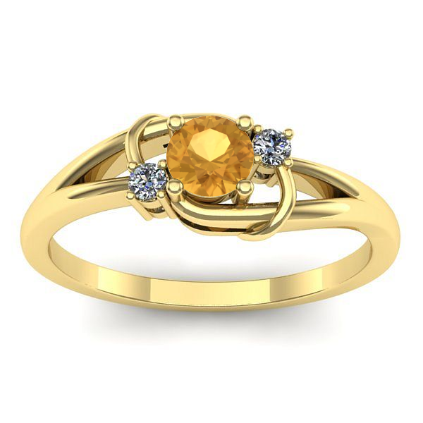 Inel cu citrin rotund