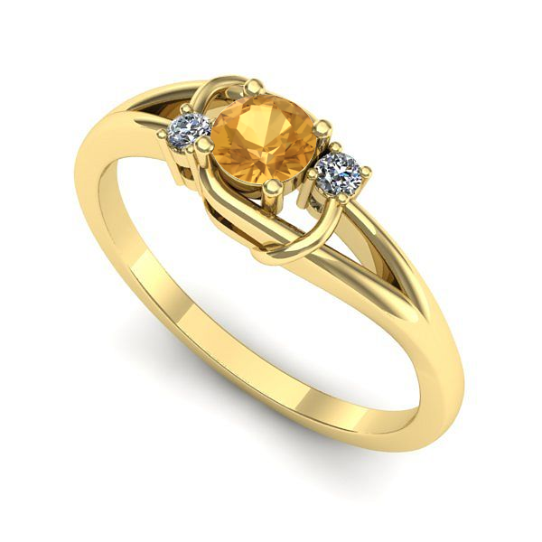 Inel logodna din aur galben cu citrin