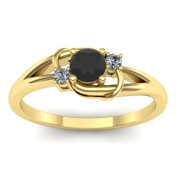 Inel logodna cu diamant negru rotund