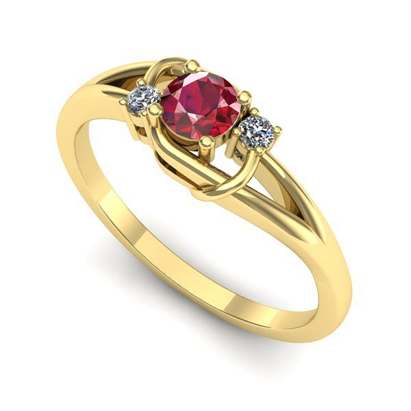 Inel logodna din aur galben cu rubin