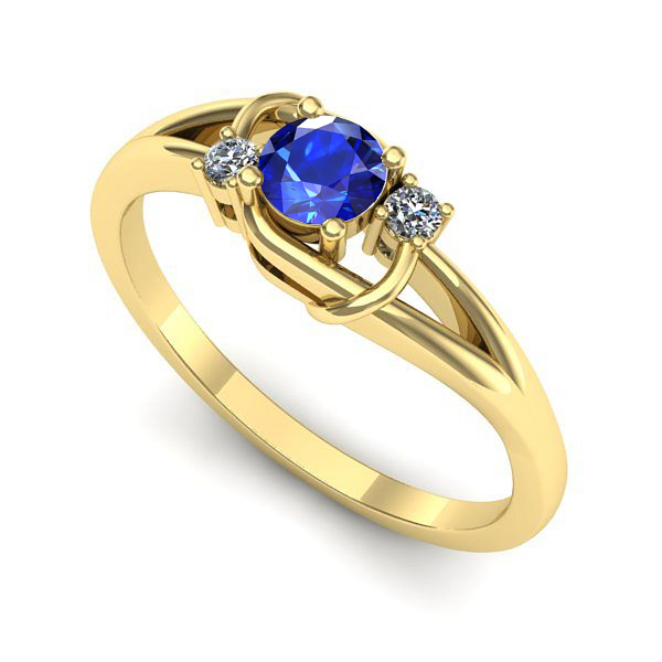 Inel logodna din aur galben cu safir