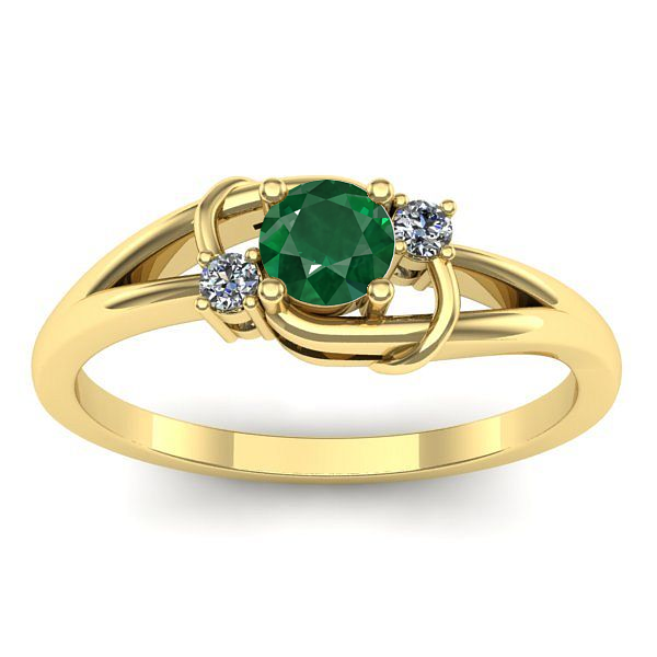 Inel de logodna cu smarald rotund