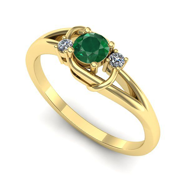 Inel de logodna din aur galben cu smarald