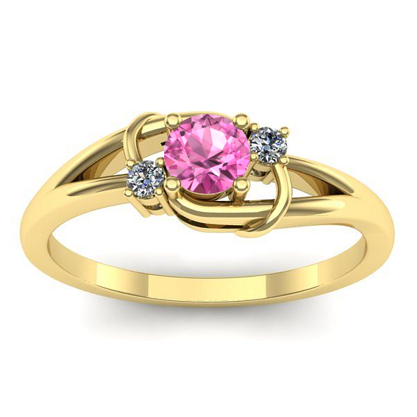 Inel cu safir roz rotund