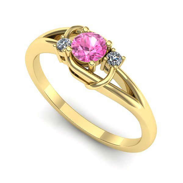 Inel de logodna din aur galben cu safir roz