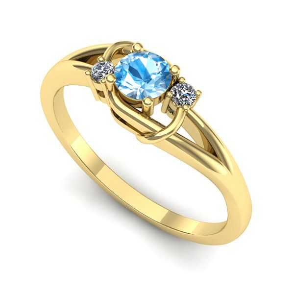 Inel din aur galben cu topaz blue