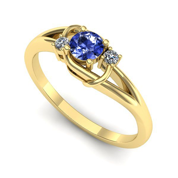 Inel logodna din aur galben cu tanzanit