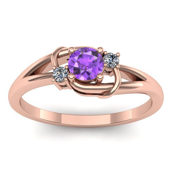 Inel de logodna cu ametist rotund