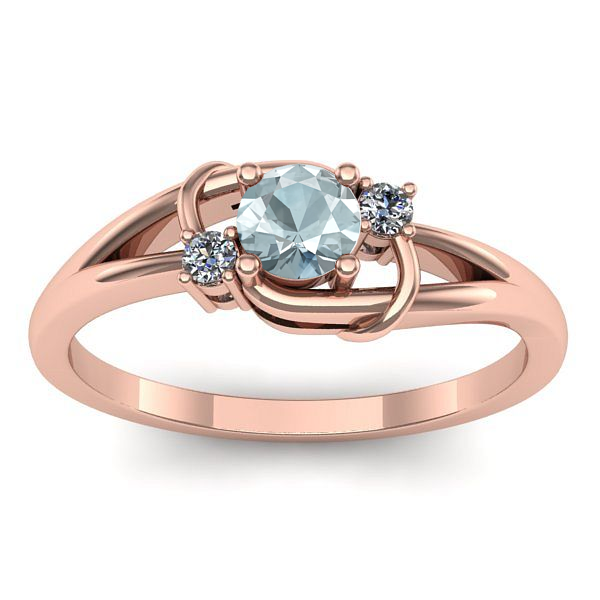 Inel de logodna cu aquamarin rotund