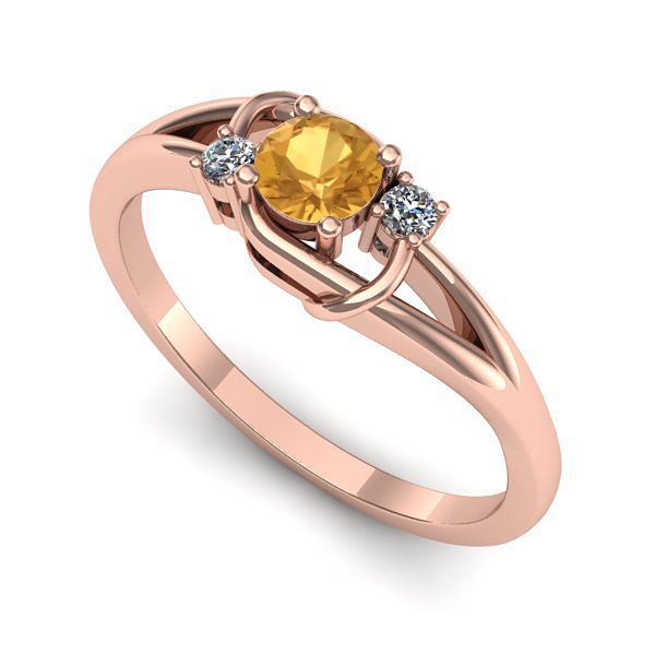 Inel logodna din aur roz cu citrin
