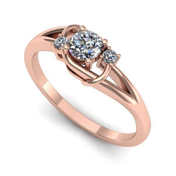 Inel din aur roz cu diamant