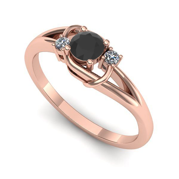 Inel de logodna din aur roz cu diamant negru