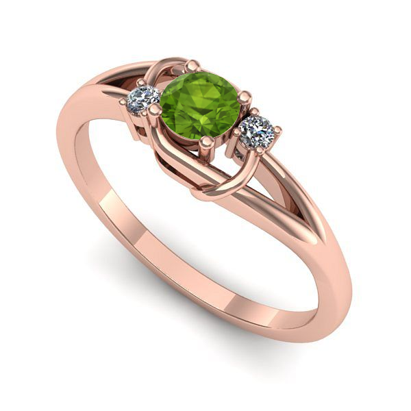Inel din aur roz cu peridot