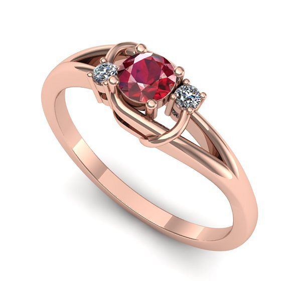 Inel din aur roz cu rubin