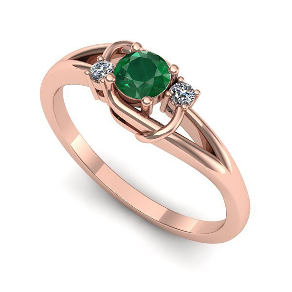 Inel din aur roz cu smarald