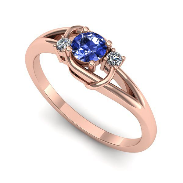 Inel de logodna din aur roz cu tanzanit