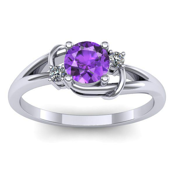 Inel logodna cu ametist rotund