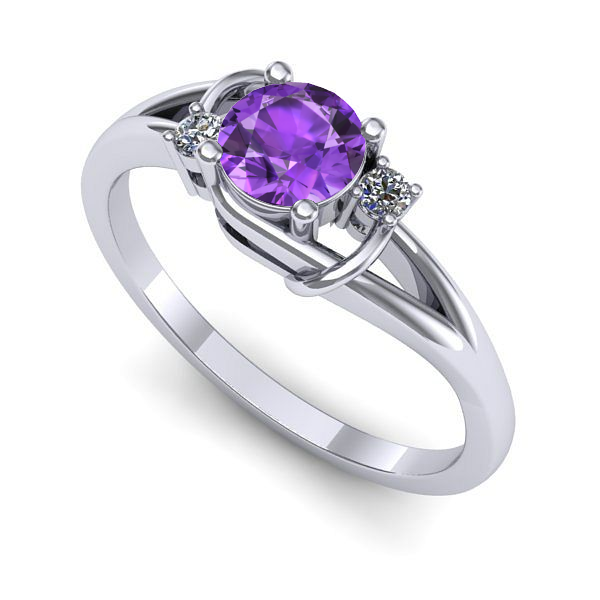 Inel din aur alb cu ametist