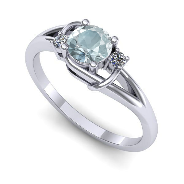 Inel logodna din aur alb cu aquamarin
