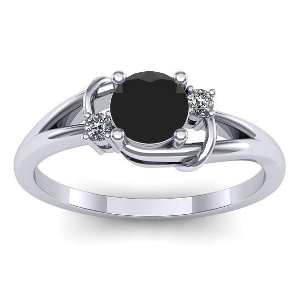 Inel de logodna cu diamant negru rotund