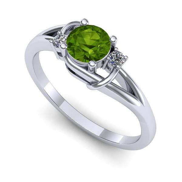 Inel de logodna din aur alb cu peridot