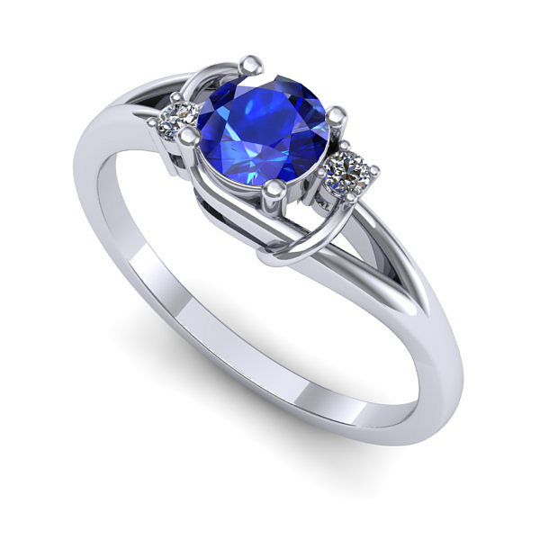 Inel logodna din aur alb cu safir