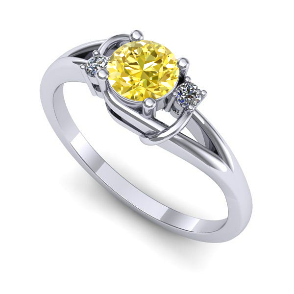 Inel de logodna din aur alb cu safir galben