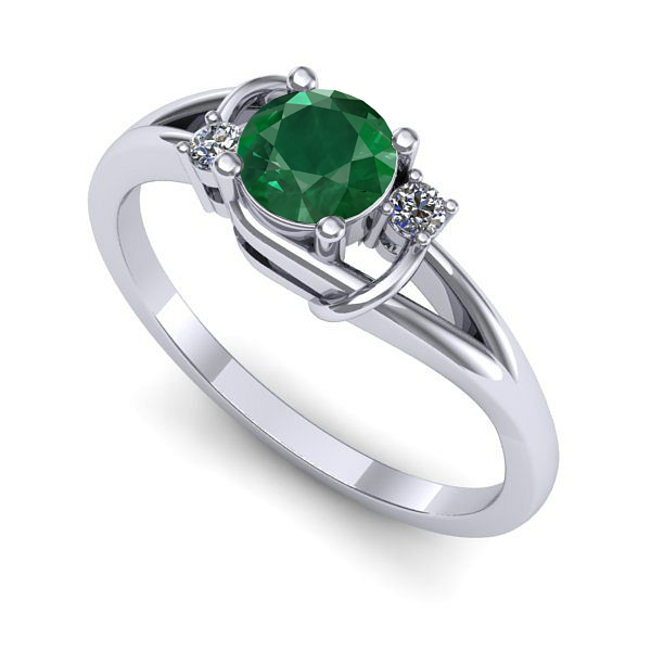 Inel de logodna din aur alb cu smarald