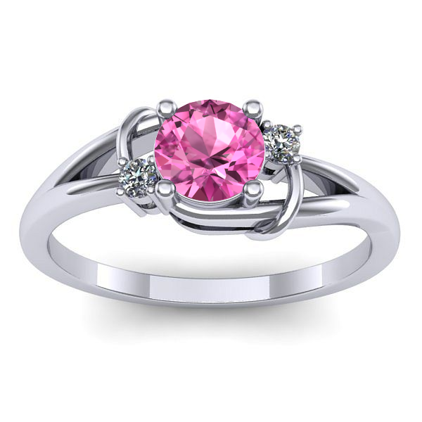 Inel de logodna cu safir roz rotund