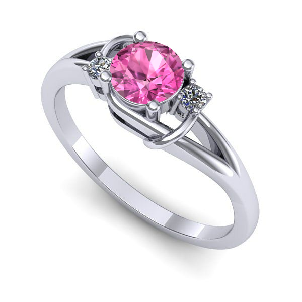 Inel de logodna din aur alb cu safir roz