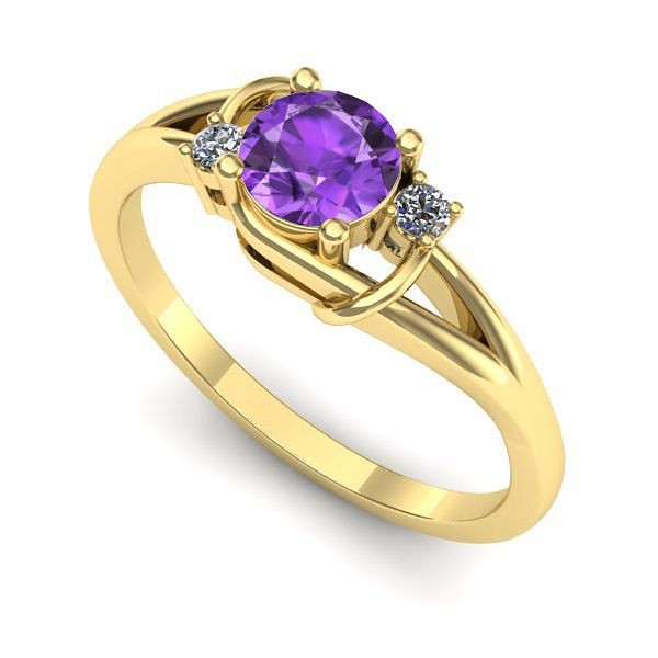 Inel de logodna din aur galben cu ametist