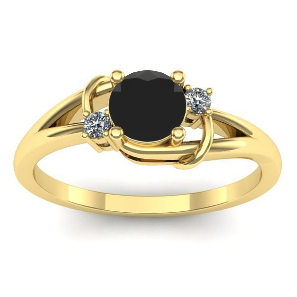 Inel de logodna cu diamant negru rotund