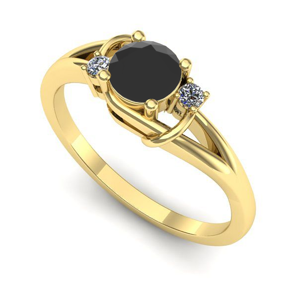 Inel logodna din aur galben cu diamant negru