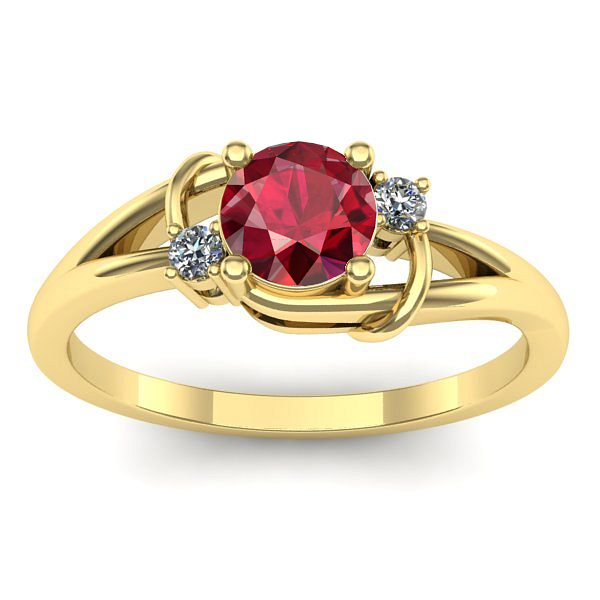 Inel de logodna cu rubin rotund
