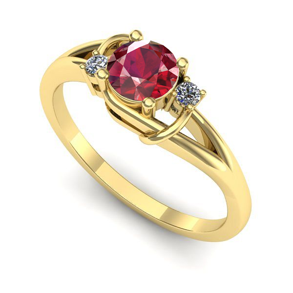 Inel de logodna din aur galben cu rubin