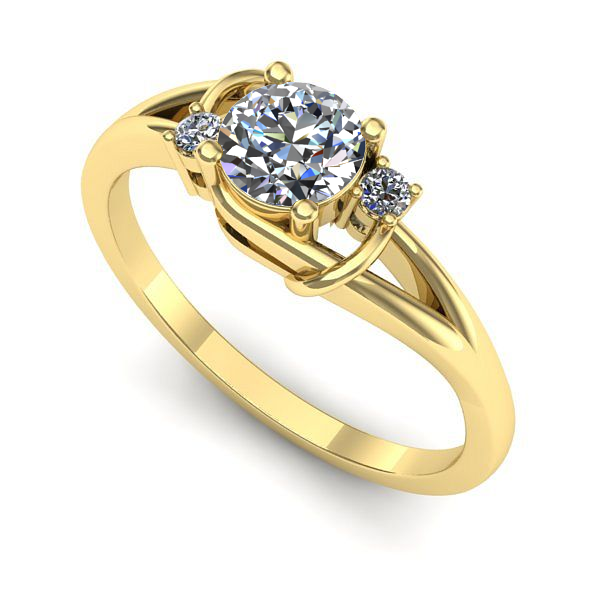 Inel din aur galben cu diamant de laborator