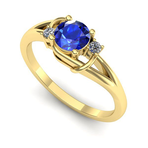 Inel logodna din aur galben cu safir