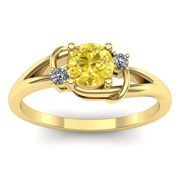 Inel logodna cu safir galben rotund