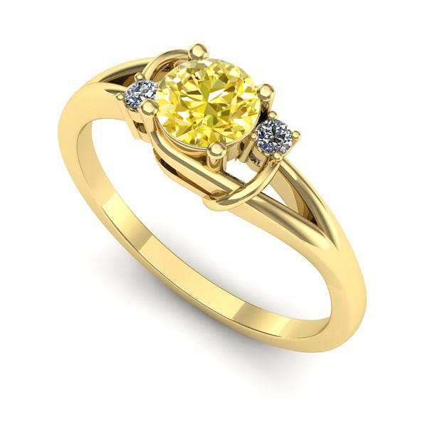 Inel de logodna din aur galben cu safir galben